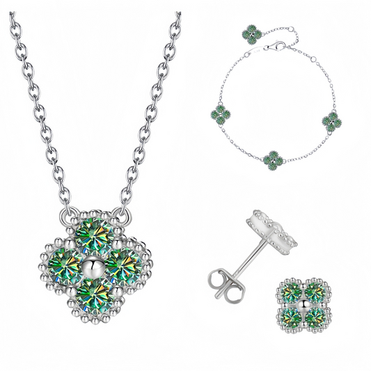 Sparkling Green Moissanite Jewelry Set