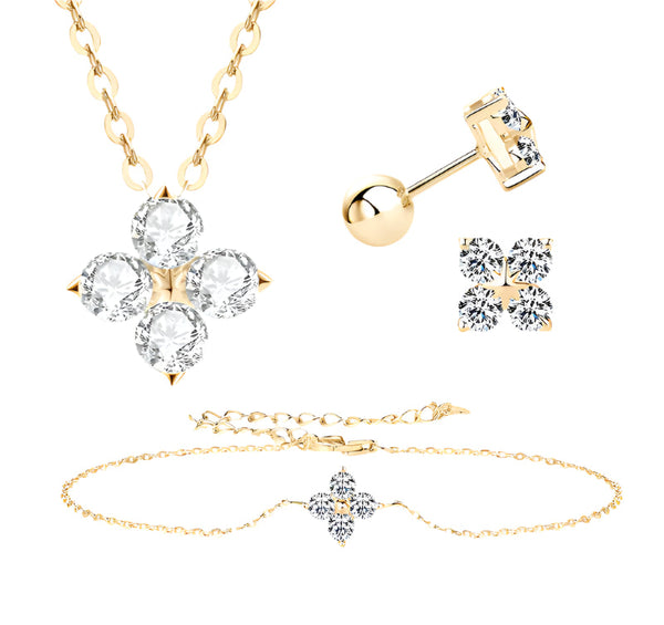 Luxury Moissanite Clover Set