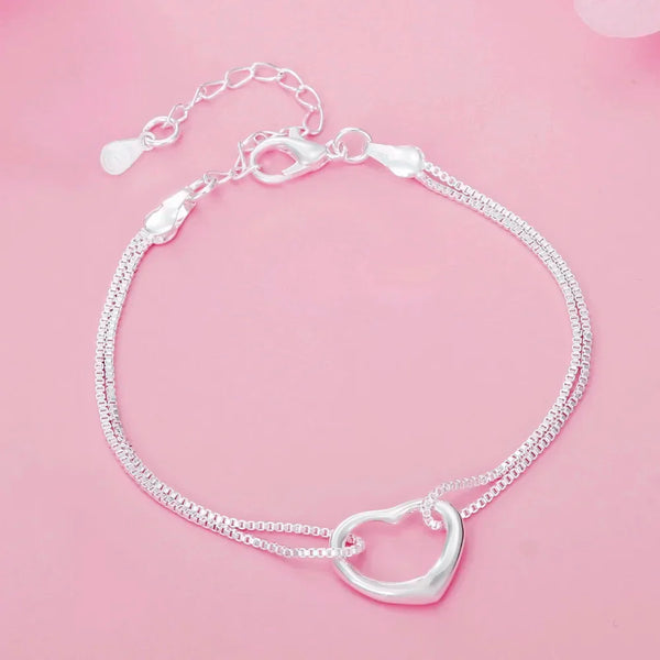 Charming Silver Heart Jewelry Set